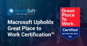 Macrosoft Earns Great Place to Work Certification™